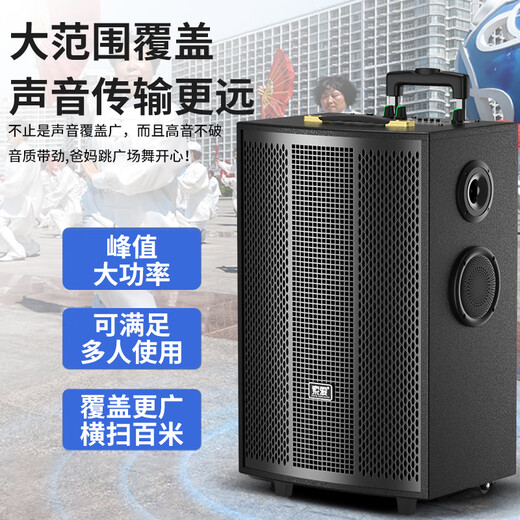 Sony Ericsson (soaiy) 8-inch square dance audio wooden high-power portable outdoor heavy bass Bluetooth karaoke special high-volume 9-speaker mobile trolley speaker performance dual microphone SA-F85