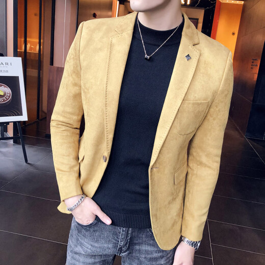 RUNNING HIGH品牌西装外套男国潮服装春季新款修身休闲纯色平驳领外套上衣 黑色9928 常规 M