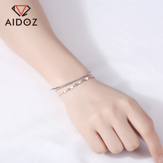 Aido Diamond pt950 platinum double layer bracelet for women, fashionable platinum transfer bead jewelry gift for wife, weight 3.9-4.1 grams + delivery certificate