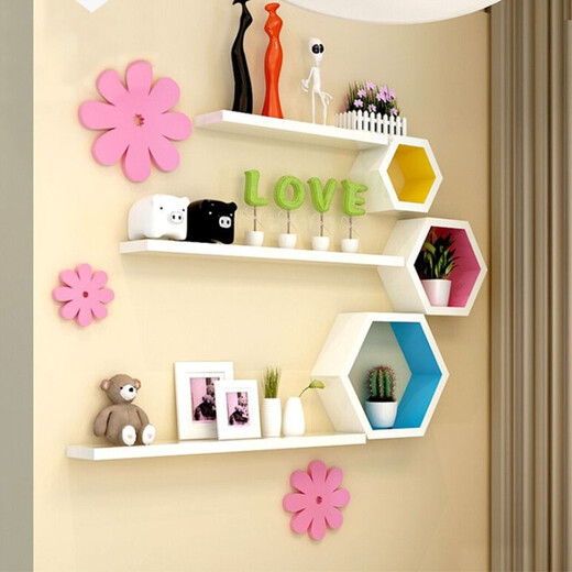 Baimuyuan wall storage rack wall mounted TV background wall living room wall wall decoration rack no punching shelf bedroom partition package A