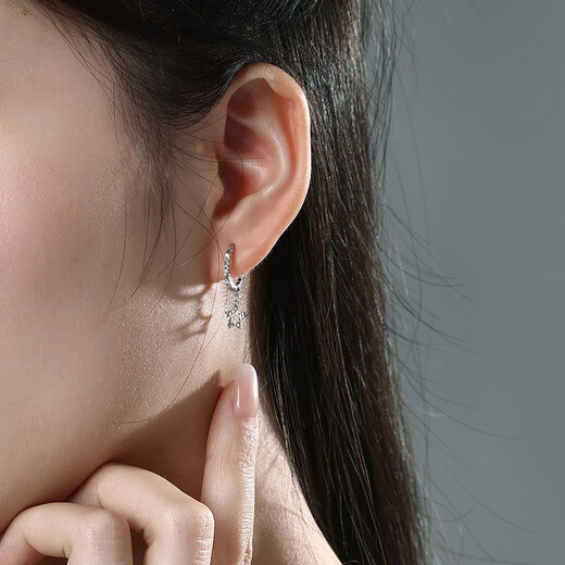 Saphire platinum earrings for women PT950 five-pointed star hoop earrings earrings for birthday gifts, about 2.20 grams