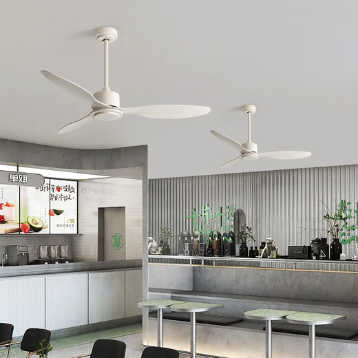 Weather Vane Moderner Industriestil Leichtes 56-Zoll-Deckenlüfter Restaurant Decke Einfacher elektrischer Lüfter Wohnzimmer Kommerzielle Lüfter Frequenzumwandlung 42-681A Schwarze 3 Blätter-Tiefe Holzkornblätter ohne Lampe Fernbedienung