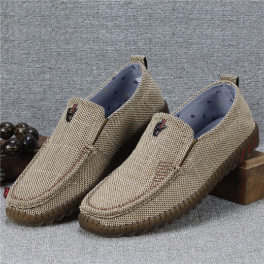 
Hongxingxiang old Beijing cloth shoes men's singles shoes spring and autumn breathable casual shoes soft sole non-slip beef tendon sole driving shoes beans shoes 698 men's gray singles 44
