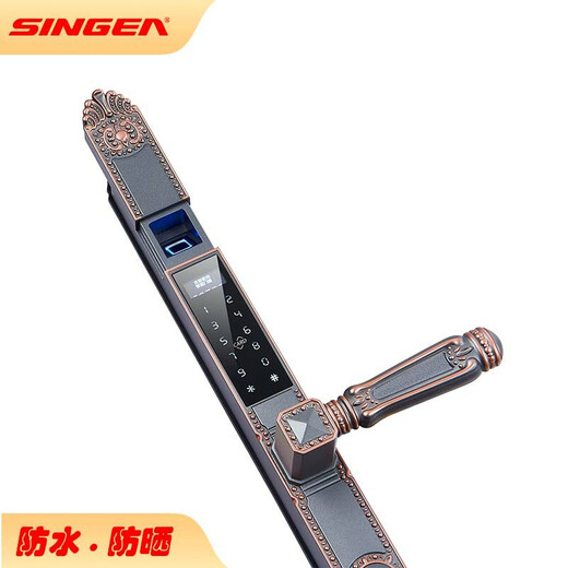 Singa Broken Bridge Aluminium Fingerabdruck Schloss Gartenportal Außenwaterdes intelligentes Schleusen Schmaler Seitentür KFC Electronic Lock Passwort Lock [C728C] Schwarz Bronze wasserdichte Antiquitäten-Doppel-Seite