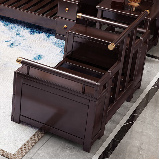 Zihua Massives Holzsofa Wohnzimmer Neue chinesische Ecke Imperial Concubine Stoff Kombination High-End-leichte Luxus kleine Wohnung Möbel 9902 Unabhängiger Einzelsitz [Rahmen] Baumwollwäscheabdeckung