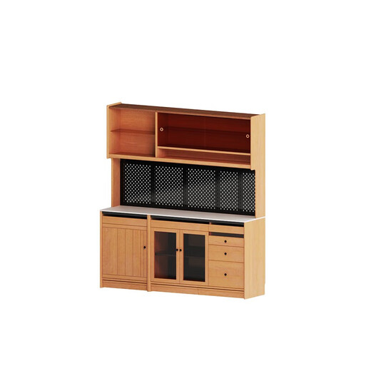 Petit buffle à dalle en bois solide à moitié complet Nordic japonais Restaurant haute armoire de rangement en bois de murs de cerise de cerise 1,8 m - Cherry Wood Black Rock Panel