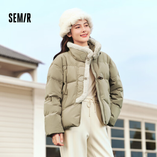Semir Semir down jacket women's new Chinese style imitation rabbit fur collar short warm jacket 24 winter new style 109724113017
