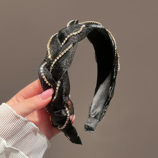 Kamalun (KAMALUN) hairband female forest style high-end rhinestone headband 2025 new pressure hair headband hair accessories for girlfriend birthday gift black + brand gift box