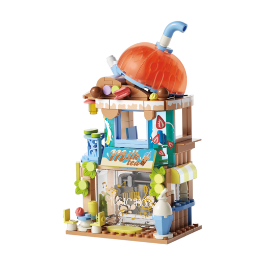 [90% new] Miniso (MINISO) super satisfying milk tea shop street view building blocks assembled LEGO adult children's toys birthday gift for men and women