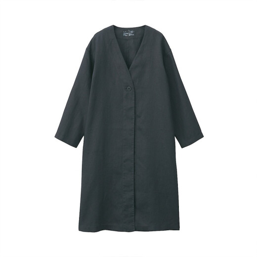 MUJI Women's French Linen Coat BDE03C0S Dark Gray XS-S