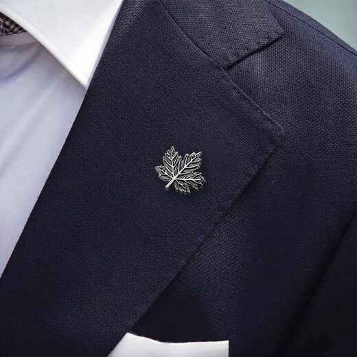 KFLK retro leaf brooch high-end lapel pin button collar corner buckle men's suit suit clothing accessories maple leaf badge silver black retro leaf K125 1 piece