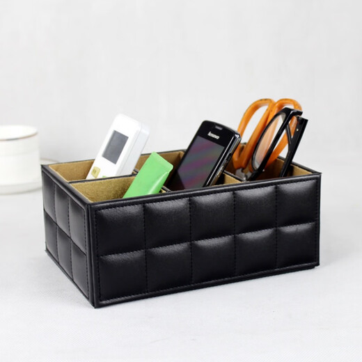 Bedroom living room office conference room desktop storage box coffee table bedside table remote control board mobile phone storage box white crocodile square three grid