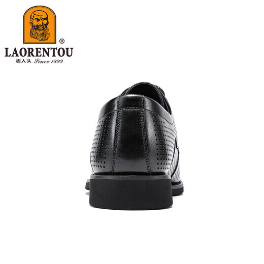 老人头（LAORENTOU）皮鞋男士商务正装鞋头层皮打孔鞋透气耐滑镂空鞋 LL12023 黑 42 