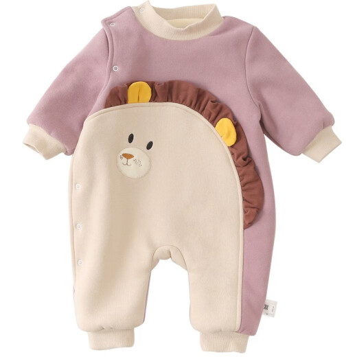 Male baby one-piece clothes, winter outing clothes, baby autumn and winter suit, outer wear, winter going out clothes, plus velvet blue and white 80cm