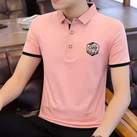 简方位条纹短袖T恤男有带领韩版修身翻领韩版上衣服领衫 5012黑色 5002#白色 3XL 均码  建议150-165斤