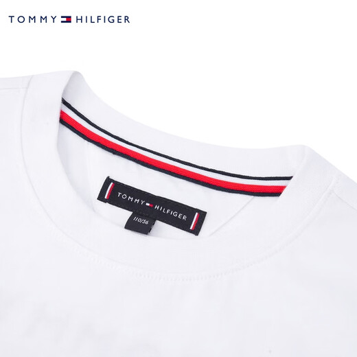 Tommy Hilfiger Summer Children's's's's Coton's Pure Cotton Fashion Casual Splicing Color Block LETTERE LETTRE DE COUPE ROND COUP SHERF
