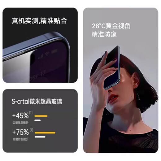 NEWYU【超防窥】适用苹果16promax钢化膜iPhone16/16pro手机膜apple15promax增透防窥抗指纹防摔保护贴 【360°全方位防偷窥】2片装/带防尘网 iPhone 16 P