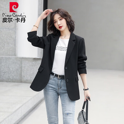 Pierre Cardin Small Blazer Women's 2025 Spring and Autumn New Style Small Korean Style Versatile Professional Casual Internet Celebrity Street Suit Black M Size Recommended 92-104 Jin Jin is equal to 0.5 kg