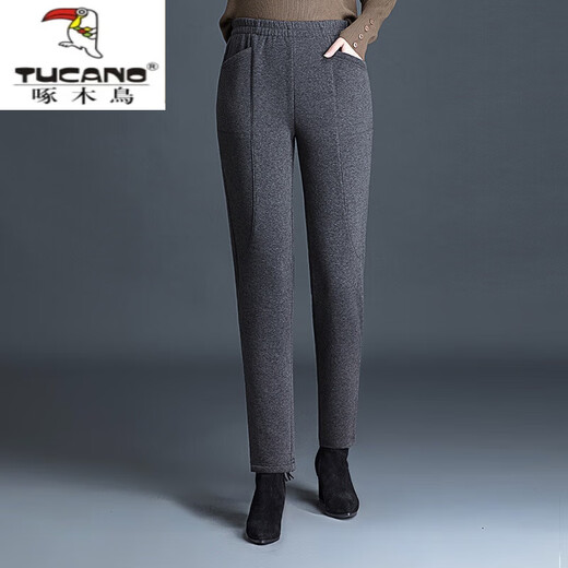 Pic de bois (tucano) Vêtements féminins haut de gamme luxe légers, pantalon de survêtement de grande taille, pantalon sportif décontracté plus en velours, pantalon de coton chaud épaissi, pantalon gris fleur 6625 plus velours xl (adapté à 126-138jin [Jin est égal à 0,5 kg]))