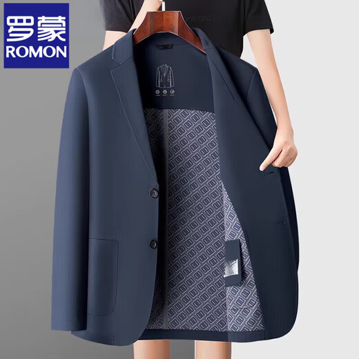 
ROMON high-end traceless casual suit men's spring and autumn suit jacket slim business elastic middle-aged daddy suit Y12397 Navy Blue XL 180 [suitable for 135-150Jin [Jin equals 0.5 kg]]
