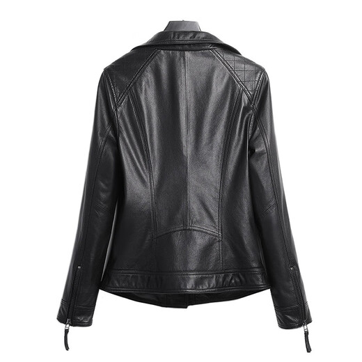 Zongchun Genuine Leather Jacket Women's Short Genuine Leather Jacket Spring and Autumn New Korean Style Versatile Lambskin Jacket Short Slim Motorcycle Jacket Black 3XL