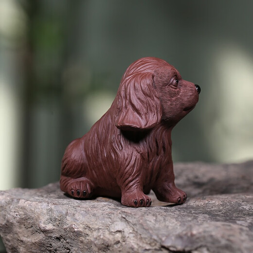 Yuehu Mingqing Yixing purple sand tea pet cute dog ornaments handmade can raise tea tray accessories tea play hair pulling and wealth making puppy