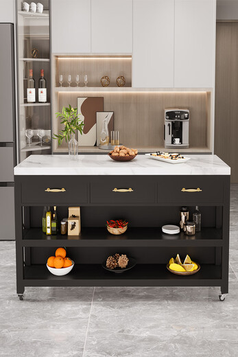 Longyao deer slate sideboard marble island table open kitchen dining table removable workbench cooking table marble countertop 60*50*85cm without drawer