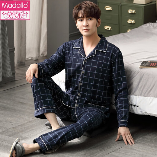 维多利亚的格调睡衣男士棉家居服长袖可外穿2022年新款套装春秋季 3882 M 体重50-