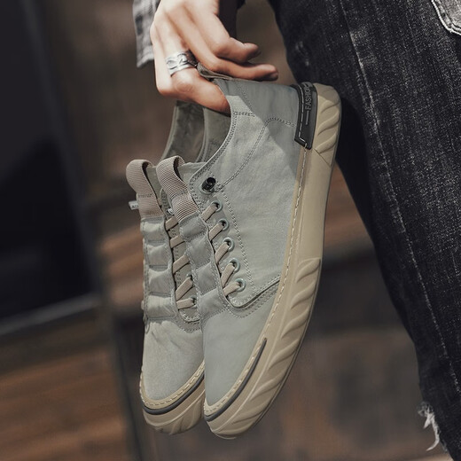
DOLLVAN 2025 spring and summer new men's shoes waterproof non-slip ice silk breathable casual lazy people pedal fashionable and versatile board shoes W838 green 39