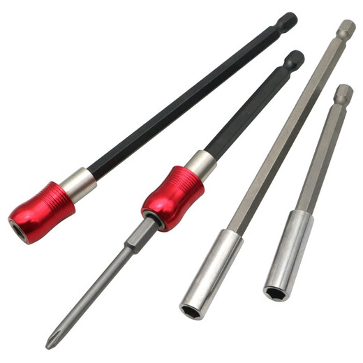 Bit extension rod 6.35mm hexagonal handle self-locking air batch extension rod with strong magnetic electric hand drill 1/4 bit connecting rod red self-locking model (total length 60mm) single