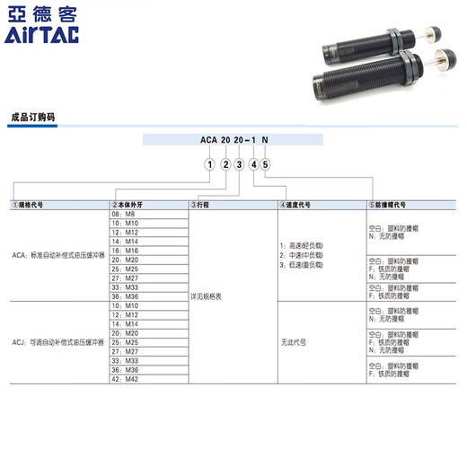 Yadek (AIRTAC) oil pressure buffer ACA0806/1007/1210/1412/1416/1620 ACA0806-1 plastic anti-collision ACA1616-1 plastic anti-collision hat