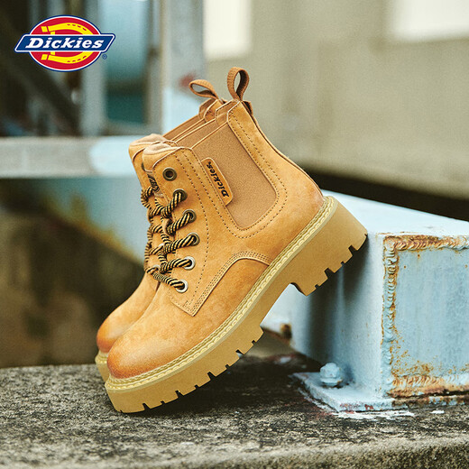 Dickies Martin boots men's boots autumn and winter new work boots men's big yellow boots Chelsea boots men and women couples outdoor short boots earthy 43