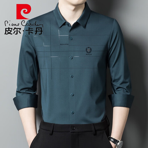 皮尔卡丹（pierre cardin）高端参加女儿结婚礼服爸爸装长袖衬衫中年喜公公婚宴装秋装衬衣男 红色 175/XL