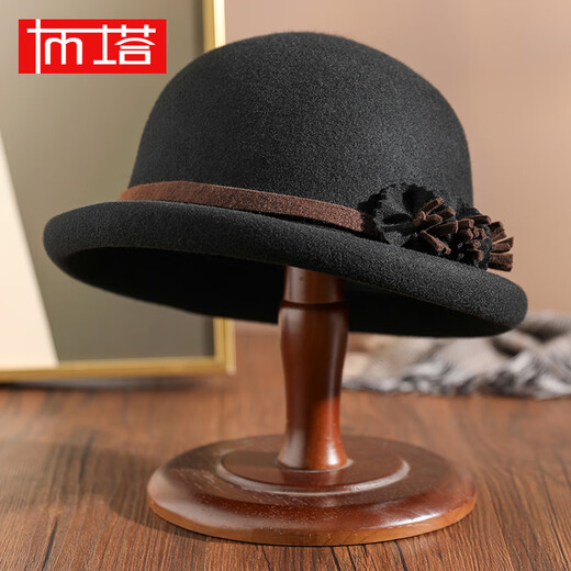 Buta 2024 automne et hiver nouveau dôme style irrégulier topper chat laine bouclée rétro chaude chapeau noir