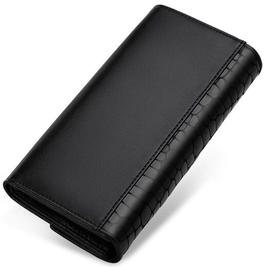 Tushky Handtasche 2025 Neue Kapazität Frauen Brieftasche Cowhide Mode Hand greifen weiche Leder -Handy -Tasche Valentinstagsgeschenk (W776K) Schwarz