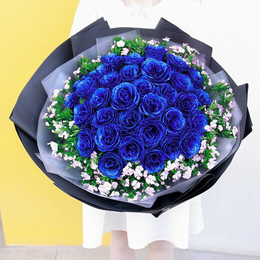 Mengxin Flowers Valentine's Day Flower Express 11 red roses gift box bouquet for girlfriend's birthday gift nationwide citywide delivery 33 blue enchantress bouquet - love that never fades