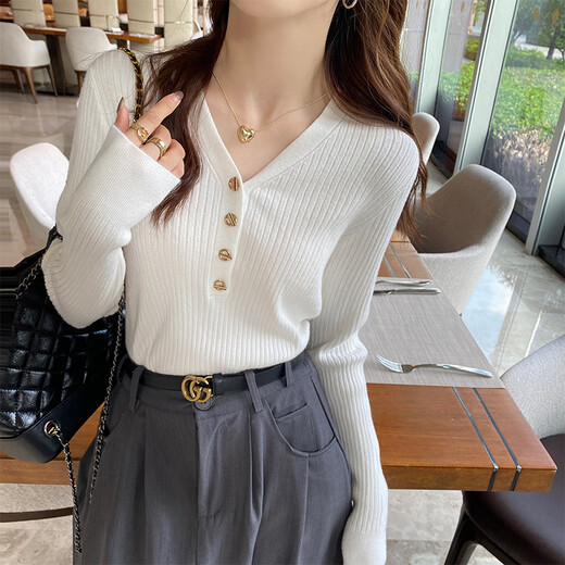 Yu Zhaolin (YUZHAOLIN) women's bottoming shirt with small fragrance style spring and autumn 2025 new v-neck sweater soft waxy sweater long-sleeved early spring top