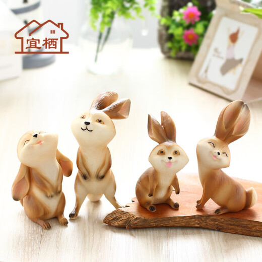 Hongri Guanghui creative home decorations, cute little rabbits, resin ornaments, crafts, cartoon animals, birthday gifts, charming Puxi
