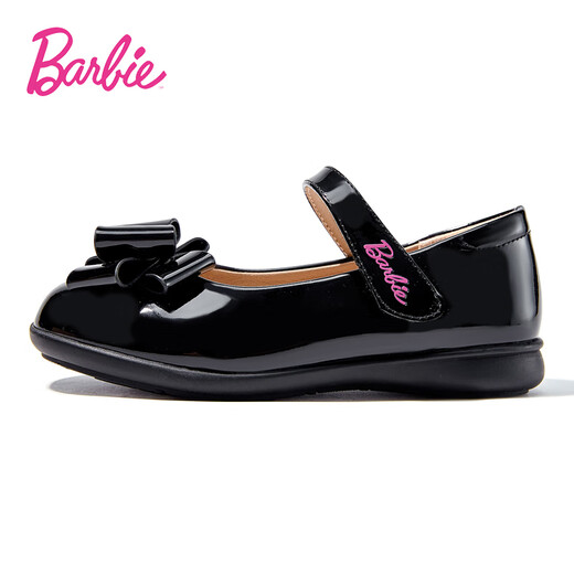 芭比童鞋女童春秋儿童皮鞋女亮皮学院儿童演出黑皮鞋DA5850黑色29码