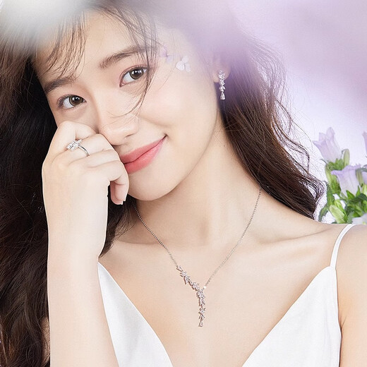 Fanci Fan Qi Wisteria Y-shaped Necklace Female Wisteria Flower Clavicle Chain Anniversary Gift Birthday Birthday for Girlfriend Wisteria Y-shaped Necklace