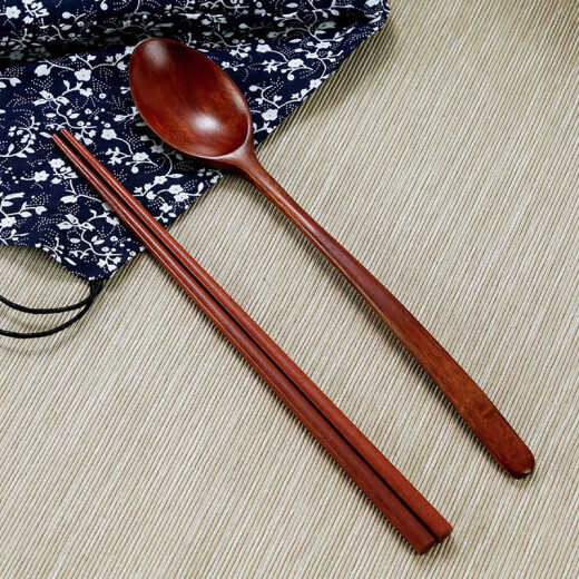 Ou Runzhe portable tableware chopsticks and spoon set Japanese wooden chopsticks spoon tableware travel outing student white-collar lunch set