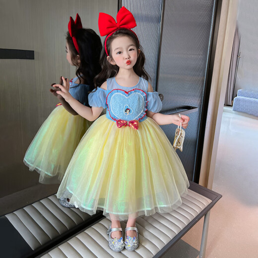 Beilecong children's clothing girls' dress Snow White skirt children's skirt summer dress girl's Children's Day performance dress birthday dress skirt Snow White 110 size recommendation (100-110cm)