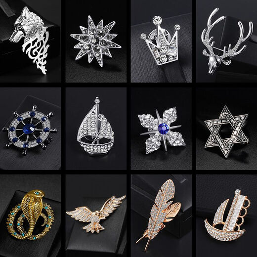 Lemon fiber Korean style temperament men's lapel pin suit brooch coat corsage suit jacket brooch women's accessories Japanese trend British ancient silver Wolf Road brooch