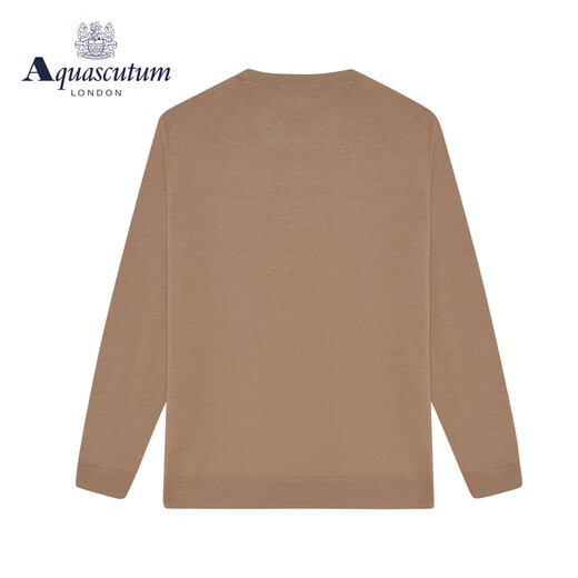 AQUASCUTUM/雅格狮丹秋冬新品男士保暖绵羊毛圆领针织衫Q4867EI071 卡其色83 S