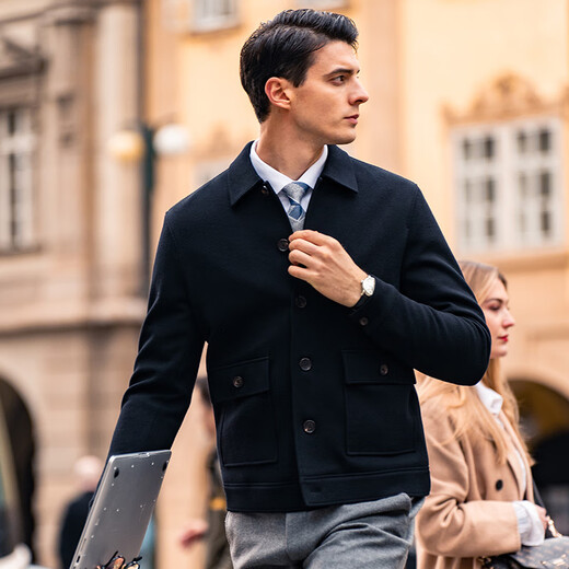 Mr. Cloak Pocket Solid Color Woll Cardigan Spring- und Herbsthorn -Knopf Herrenjacke Strickpullover BT12353 BRACK CODE CLEARANCE Schwarz 2xl (185)