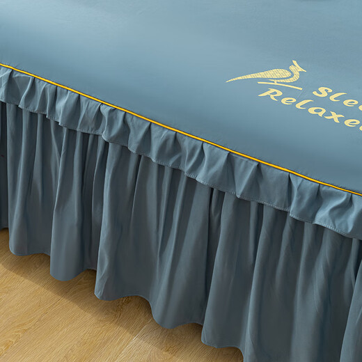 Yun color pure cotton bedspread bed skirt type bed set sheet set 1.5 meters 1.8 Simmons dustproof protective cover cotton non-slip bed sheet big red 180x220cm bed skirt + pillowcase 2 pieces