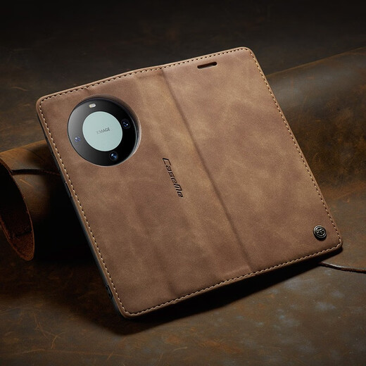 Huawei Mate60 Mobilfunkkoffer Flip Leder Case Mate60Pro Schutzhülle Mate60Pro + Vollkontakt Anti-Fall-Silikon Business Case Mate60Pro [braune Farbe] [Fall-Sicht 丨 Wear-Resistant 丨 Ant-Fingerabdruck]