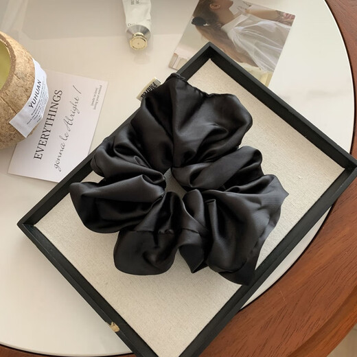 阿巴克简约超大号缎面猪大肠发圈高级感耐用扎头肥肠圈韩版超仙发饰发绳 3892-4-米色超大缎面发圈