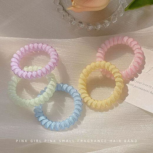 Qindu phone ring high-end sense hair rope mixed combination rubber band electric coil small fresh traceless hair tie hair rope for women mermaid blue 4 pieces