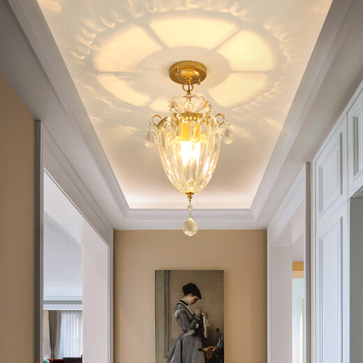 Yunyu Light Luxury Crystal Gang Light Light Light Luxury Corridor Creative Deckeneingang Eingang Eingang Eingang Eingang kleine Balkon Lichtlampe 9885 Modell-mit vollem Spektrum dreifarbige Lichtquelle